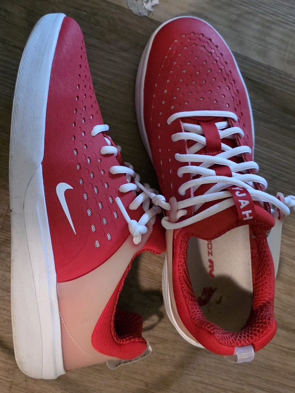 Nike Red and White Perforated Low-Top Sneakers
